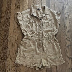 Universal Thread Tan Utility Short-Sleeve Romper